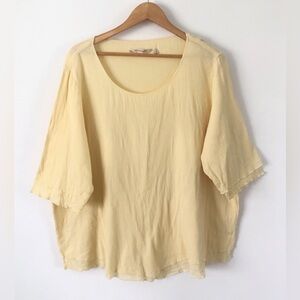 Soft Surroundings 2X  Butter Yellow Siesta Key Layered Gauze Tunic Top Blouse